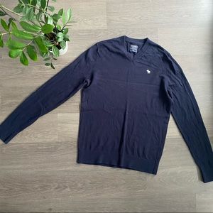 ABERCROMBIE & FITCH Navy Blue V-Neck Sweater